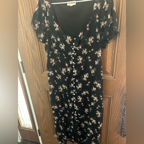 Lucky Brand Black Floral Midi Dress - Picture 3 of 9